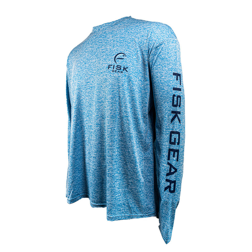 UPF 50+ Heathered Performance Fishing Shirts - Ocean Blue / M